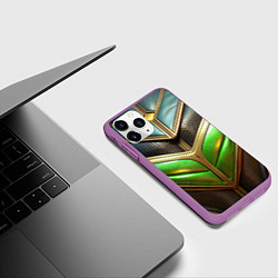 Чехол iPhone 11 Pro матовый Футуристичная объемная текстура из кожи, цвет: 3D-фиолетовый — фото 2