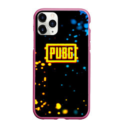 Чехол iPhone 11 Pro матовый PUBG огненное лого, цвет: 3D-малиновый