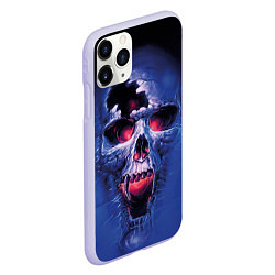 Чехол iPhone 11 Pro матовый Череп разъяренный кричащий - blue skull, цвет: 3D-светло-сиреневый — фото 2