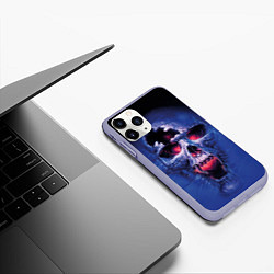 Чехол iPhone 11 Pro матовый Череп разъяренный кричащий - blue skull, цвет: 3D-светло-сиреневый — фото 2