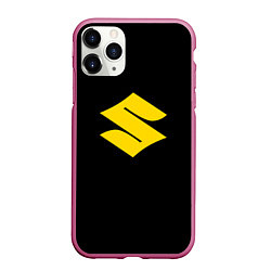 Чехол iPhone 11 Pro матовый Suzuki logo yellow, цвет: 3D-малиновый