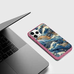 Чехол iPhone 11 Pro матовый Абстрактная композиция - нейросеть, цвет: 3D-малиновый — фото 2