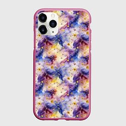 Чехол iPhone 11 Pro матовый Акварельное небо с созвездиями, цвет: 3D-малиновый
