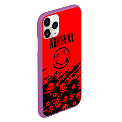 Чехол iPhone 11 Pro матовый Nirvana rock skull, цвет: 3D-фиолетовый — фото 2