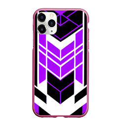 Чехол iPhone 11 Pro матовый Purple and black stripes on a white background, цвет: 3D-малиновый