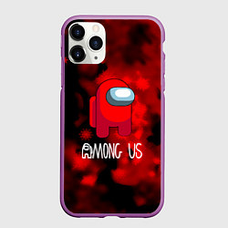Чехол iPhone 11 Pro матовый Among us красный, цвет: 3D-фиолетовый