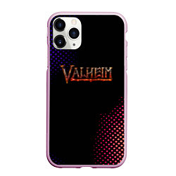 Чехол iPhone 11 Pro матовый Valheim logo pattern, цвет: 3D-розовый