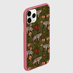 Чехол iPhone 11 Pro матовый Волки и шиповник, цвет: 3D-малиновый — фото 2
