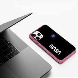 Чехол iPhone 11 Pro матовый Nasa space steel, цвет: 3D-малиновый — фото 2