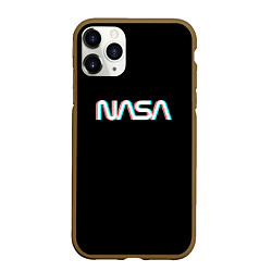 Чехол iPhone 11 Pro матовый NASA glitch, цвет: 3D-коричневый