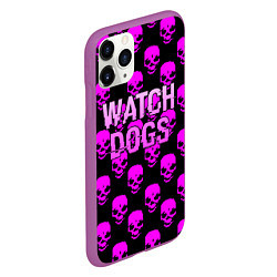 Чехол iPhone 11 Pro матовый Watch dogs neon skull, цвет: 3D-фиолетовый — фото 2