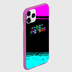 Чехол iPhone 11 Pro матовый Among us neon colors, цвет: 3D-фиолетовый — фото 2