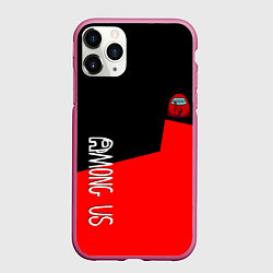 Чехол iPhone 11 Pro матовый Амонг ас геометрия красный, цвет: 3D-малиновый