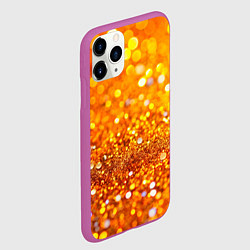 Чехол iPhone 11 Pro матовый Оранжевые и желтые блестяшки боке, цвет: 3D-фиолетовый — фото 2