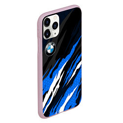 Чехол iPhone 11 Pro матовый БМВ - синий гексагон, цвет: 3D-розовый — фото 2