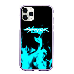 Чехол iPhone 11 Pro матовый Cyberpunk neon flame, цвет: 3D-светло-сиреневый