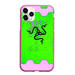 Чехол iPhone 11 Pro матовый Razer pattern geometry, цвет: 3D-малиновый