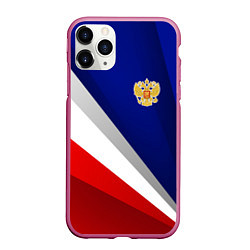 Чехол iPhone 11 Pro матовый Россия - униформа федерации, цвет: 3D-малиновый