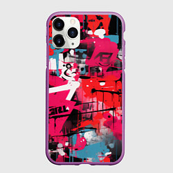 Чехол iPhone 11 Pro матовый Красное граффити, цвет: 3D-фиолетовый