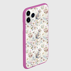 Чехол iPhone 11 Pro матовый Нежная белочка в цветах, цвет: 3D-фиолетовый — фото 2