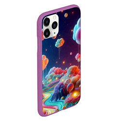 Чехол iPhone 11 Pro матовый Planet chupa chups - neon glow, цвет: 3D-фиолетовый — фото 2