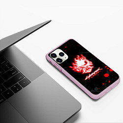 Чехол iPhone 11 Pro матовый Samurai flame logo, цвет: 3D-розовый — фото 2