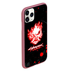 Чехол iPhone 11 Pro матовый Samurai flame logo, цвет: 3D-малиновый — фото 2