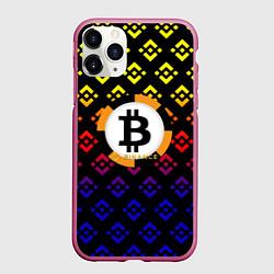 Чехол iPhone 11 Pro матовый Bitcoin binance, цвет: 3D-малиновый
