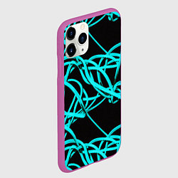 Чехол iPhone 11 Pro матовый Ярко голубые линии, цвет: 3D-фиолетовый — фото 2
