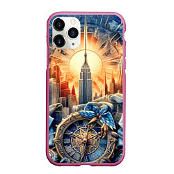 Чехол iPhone 11 Pro матовый American collage - ai art, цвет: 3D-малиновый