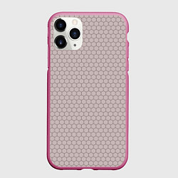 Чехол iPhone 11 Pro матовый Узор - сетка соты, цвет: 3D-малиновый