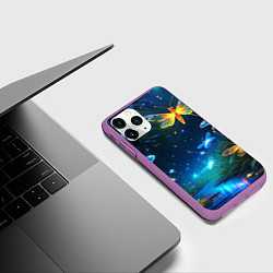 Чехол iPhone 11 Pro матовый Сказочный лес - бабочки, цвет: 3D-фиолетовый — фото 2