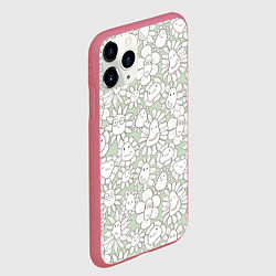 Чехол iPhone 11 Pro матовый Улыбающиеся цветы, цвет: 3D-малиновый — фото 2