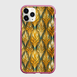 Чехол iPhone 11 Pro матовый Золото осени травинки, цвет: 3D-малиновый