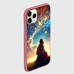 Чехол iPhone 11 Pro матовый Небесный пейзаж - сюрреализм, цвет: 3D-малиновый — фото 2