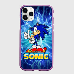 Чехол iPhone 11 Pro матовый Соник синий еж, цвет: 3D-фиолетовый