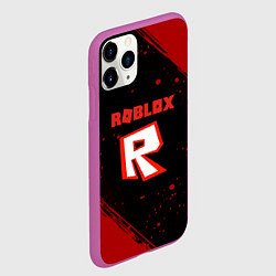Чехол iPhone 11 Pro матовый Roblox текстура мобайл гейм, цвет: 3D-фиолетовый — фото 2