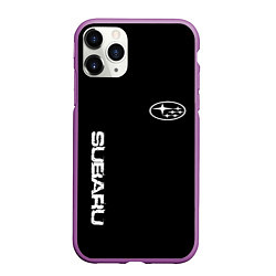 Чехол iPhone 11 Pro матовый Subaru logo white, цвет: 3D-фиолетовый