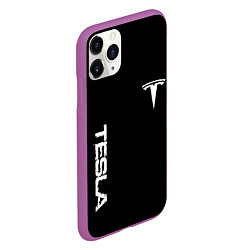 Чехол iPhone 11 Pro матовый Tesla logo white, цвет: 3D-фиолетовый — фото 2