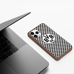 Чехол iPhone 11 Pro матовый Borussia клетка текстура, цвет: 3D-коричневый — фото 2