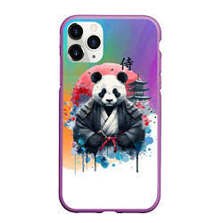 Чехол iPhone 11 Pro матовый Panda samurai - Japan, цвет: 3D-фиолетовый