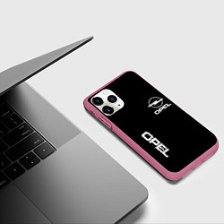 Чехол iPhone 11 Pro матовый Opel white logo, цвет: 3D-малиновый — фото 2