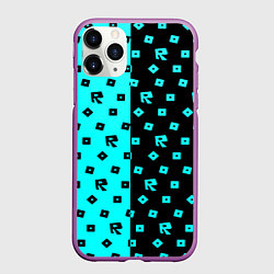 Чехол iPhone 11 Pro матовый Roblox mobile game pattern, цвет: 3D-фиолетовый