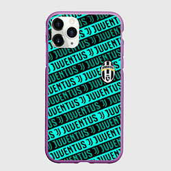 Чехол iPhone 11 Pro матовый Juventus pattern logo steel, цвет: 3D-фиолетовый