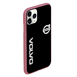 Чехол iPhone 11 Pro матовый Volvo white logo auto steel, цвет: 3D-малиновый — фото 2