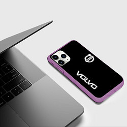 Чехол iPhone 11 Pro матовый Volvo white logo auto steel, цвет: 3D-фиолетовый — фото 2