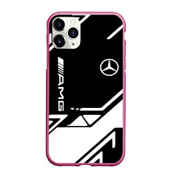 Чехол iPhone 11 Pro матовый Mercedes bens geometry, цвет: 3D-малиновый