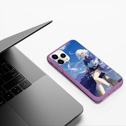 Чехол iPhone 11 Pro матовый Genshin Impact Furina радостная, цвет: 3D-фиолетовый — фото 2