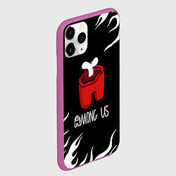 Чехол iPhone 11 Pro матовый Among us fire game, цвет: 3D-фиолетовый — фото 2