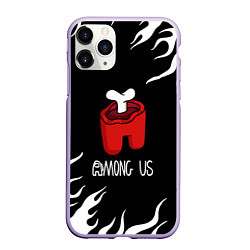 Чехол iPhone 11 Pro матовый Among us fire game, цвет: 3D-светло-сиреневый